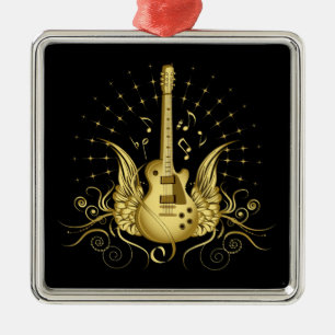 Ornement En Métal Guitare à ailes d'or