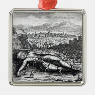 Ornement En Métal Gulliver a capturé par les Lilliputians