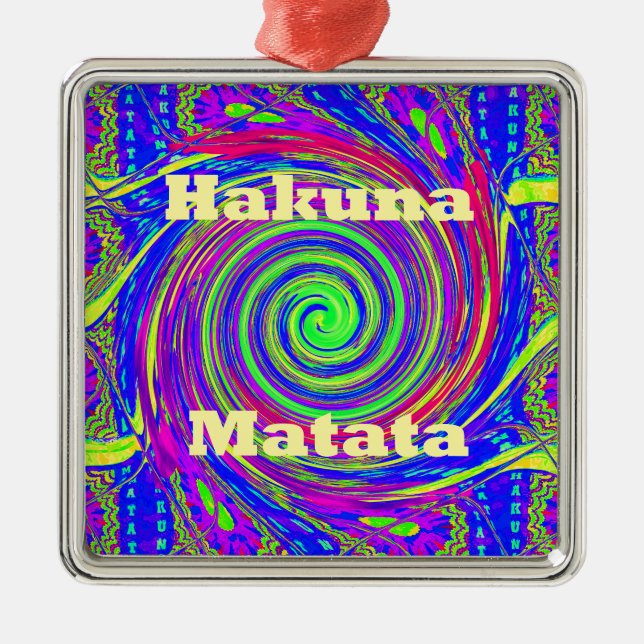 Ornement En Métal Hakuna Matata - Conception de tourbillons aux coul (Devant)