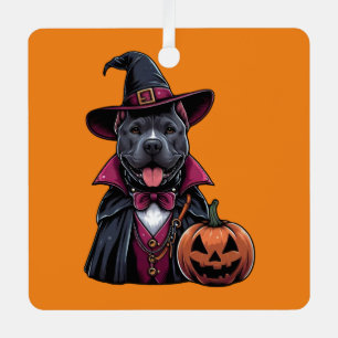 Ornement En Métal Halloween Pitbull costumé