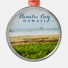 Ornement En Métal Hanalei Bay Kauai Hawaii Beach & Bateaux