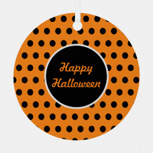 Ornement En Métal Happy Halloween Polka Dot Metal Ornament (Orange)