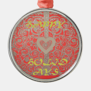 Ornement En Métal Happy Holidays Heart Red and Gold Collection