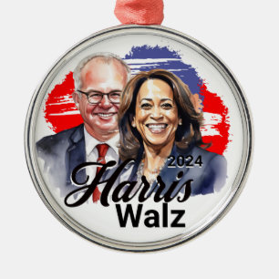 Ornement En Métal Harris Walz Élection Présidentielle 2024