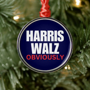 Ornement En Métal Harris Walz ÉVIDEMMENT   Harris Walz 2024 Évidemme