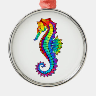 Ornement En Métal Hippocampe polygonal arc-en-ciel
