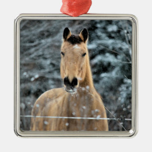 Ornement En Métal Hiver de cheval de peau de daim