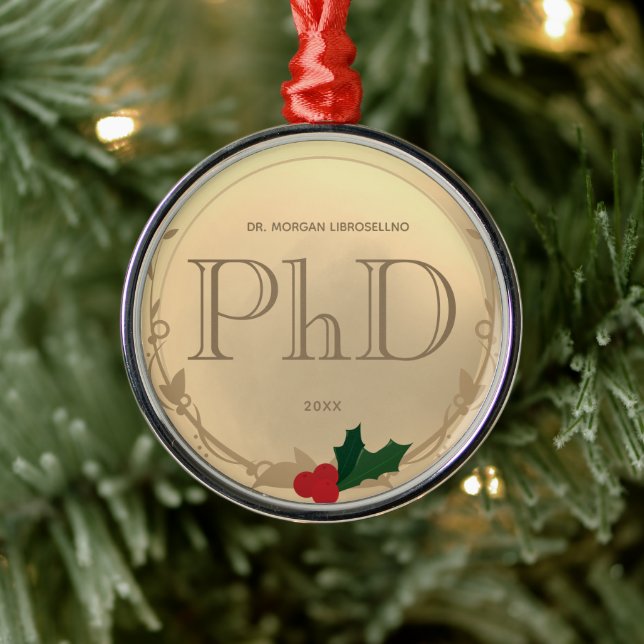Ornement En Métal Holly Berry Gold PhD (Arbre)