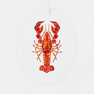 Ornement En Métal Homard polygonal rouge