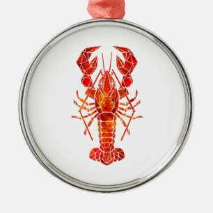 Ornement En Métal Homard polygonal rouge