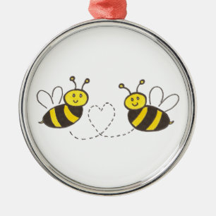 Ornement En Métal Honey Bees with Heart