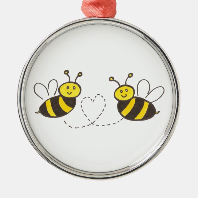 Ornement En Métal Honey Bees with Heart (Devant)