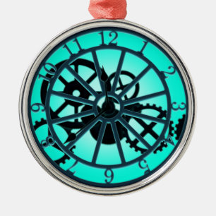 Ornement En Métal Horloge Gothique Steampunk Avec Engrenages Visible