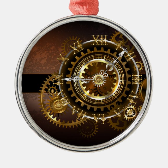 Ornement En Métal Horloge Steampunk avec des engrenages anciens (Devant)