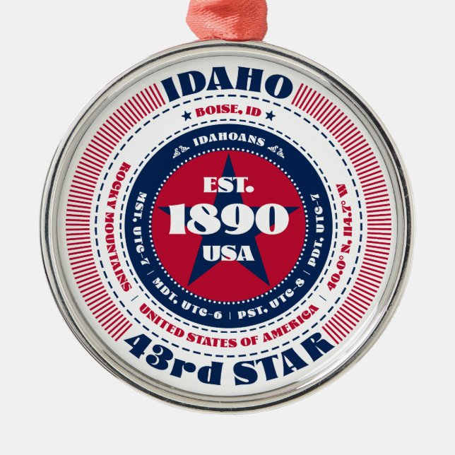 Ornement En Métal Idaho 43e cérémonie de Noël d'État (Devant)