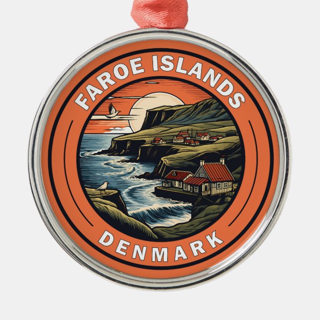Ornement En Métal Îles Féroé Danemark Insigne d'art de voyage (Devant)
