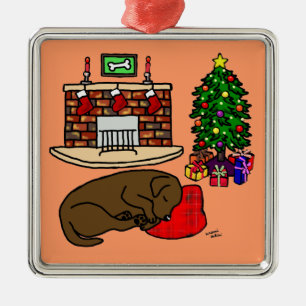 Ornement En Métal Illustration d'arbre de Noël de Labrador de