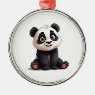 Ornement En Métal Illustration de dessin animé d'ours panda assis