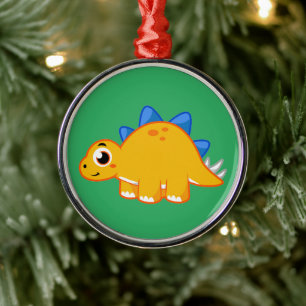 Ornement En Métal Illustration Mignonne D'Un Stegosaurus.
