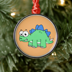 Ornement En Métal Illustration Mignonne D'Un Stegosaurus. 2