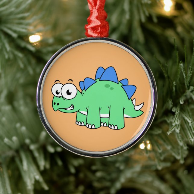 Ornement En Métal Illustration Mignonne D'Un Stegosaurus. 2 (Arbre)