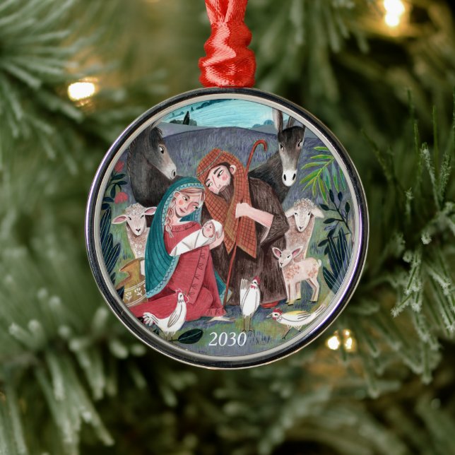 Ornement En Métal Illustration religieuse de Noël de la Nativité (Arbre)