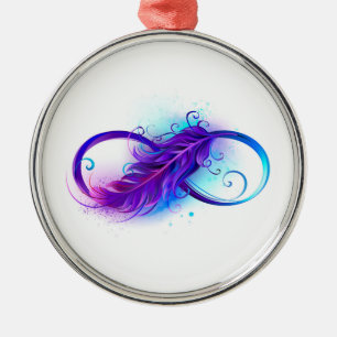 Ornement En Métal Infinity with purple feather