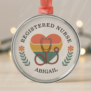 Ornement En Métal Infirmière Diplômée Personnalisée Rétro Cœur
