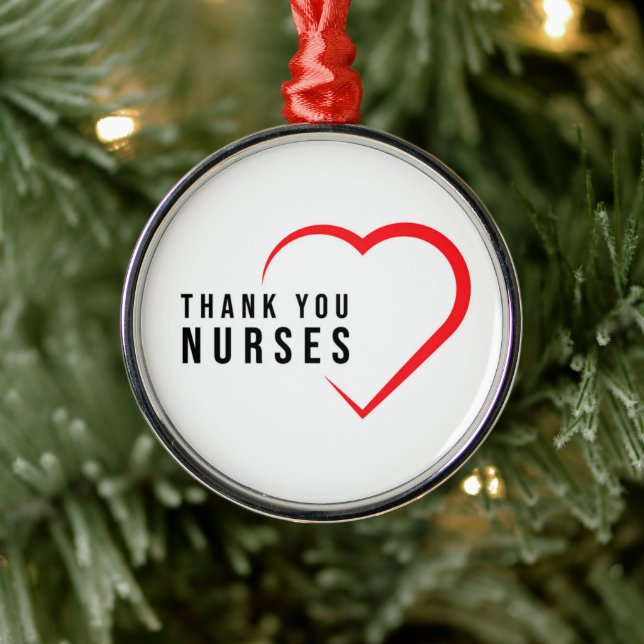 Ornement En Métal Infirmières Mercis | Coeur rouge (Arbre)