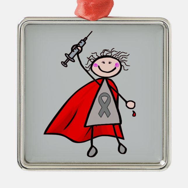 Ornement En Métal Insuline du diabète Superhero fille (Devant)