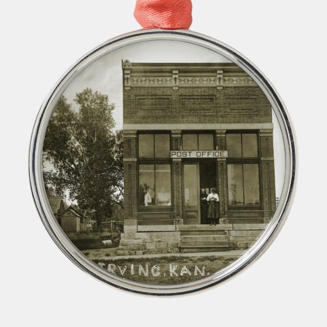 ORNEMENT EN MÉTAL IRVING KANSAS POST OFFICE PHOTO MARSHALL COUNT KS (Devant)