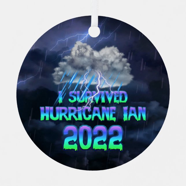 Ornement En Métal J'ai survécu à l'ouragan Ian 2022 (Recto)