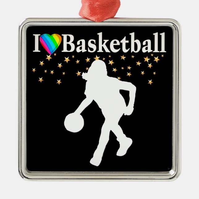 ORNEMENT EN MÉTAL J'AIME LA CONCEPTION DE BASKETBALL (Devant)