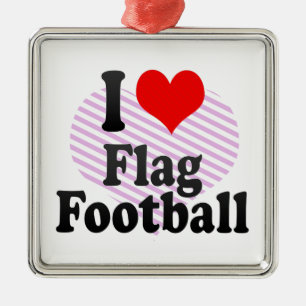 Ornement En Métal J'aime le football de drapeau