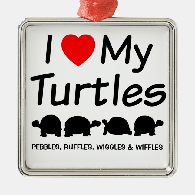 Ornement En Métal J'Aime Mes Quatre Tortues (Devant)