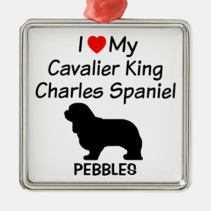 Ornement En Métal J'Aime Mon Cavalier King Charles Spaniel Chien