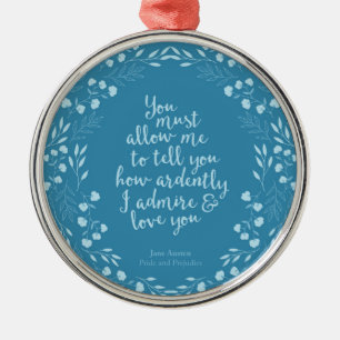 Ornement En Métal Jane Austen Fierté et préjugé Citation d'amour 