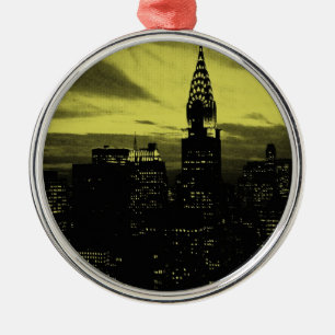 Ornement En Métal Jaune pointu Noir New York City