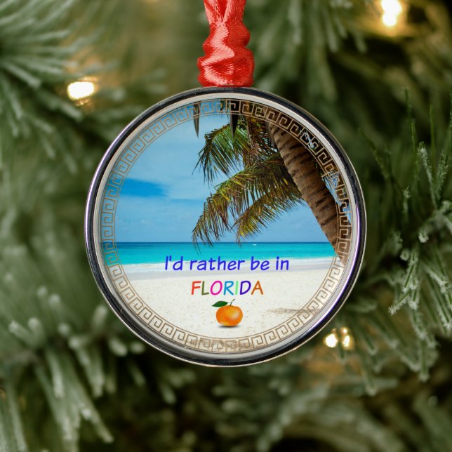 Ornement En Métal Je préférerais être en Floride, (Arbre)