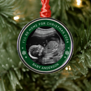 Ornement En Métal Je serai à la maison pour Noël Baby Faire-part