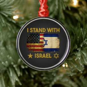 Ornement En Métal Je suis avec Israël Drapeau Amérique