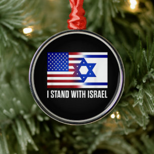 Ornement En Métal Je suis avec Israël Patriotique