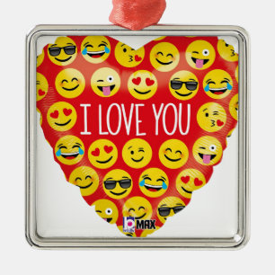 Ornement En Métal Je t'aime coeur d'emoji