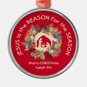 Ornement En Métal JÉSUS EST LA RAISON DE Noël Rouge