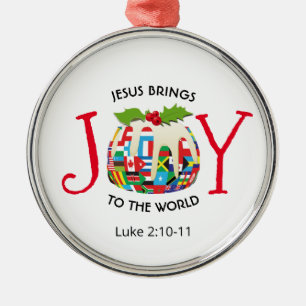 Ornement En Métal JESUS   JOIE AU MONDE   Christian   Noël