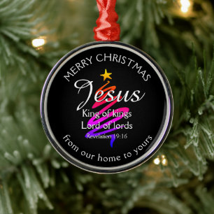 Ornement En Métal JÉSUS ROI DES ROIS Personnalisé noir   NOËL