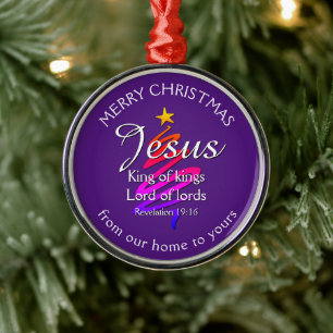 Ornement En Métal JÉSUS ROI DES ROIS Personnalisé violet NOËL