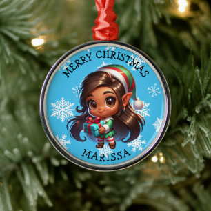 Ornement En Métal Joli Elfe d'Anime de Couleur Noël Personnalisé