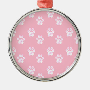Ornement En Métal Joli motif de patte blanche sur rose