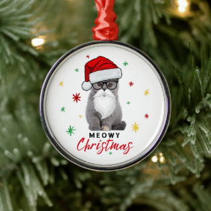 Ornement En Métal Joli Père Noël Kitten Meowy Noël